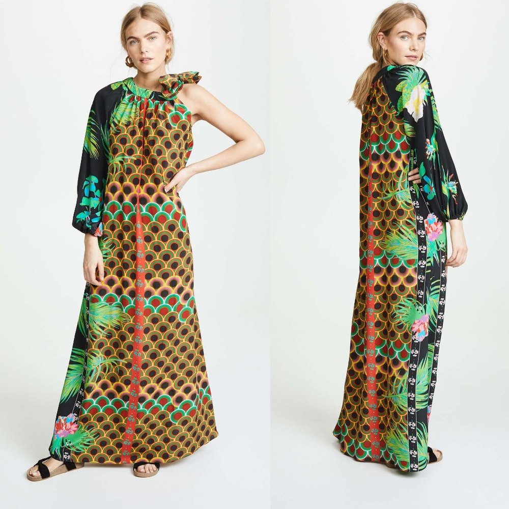 NWT size M Cynthia Rowley Jungle Paradise Offshore One Sleeve Dress 100%…
